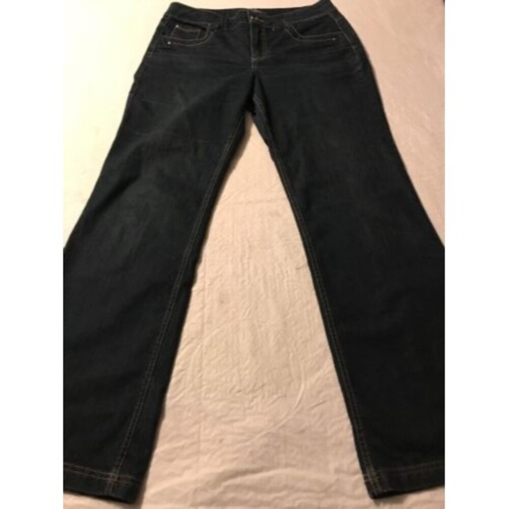 French Cuff Women's Jeans Boot Cut Dark Blue Stretch Jeans Size 12 X 32